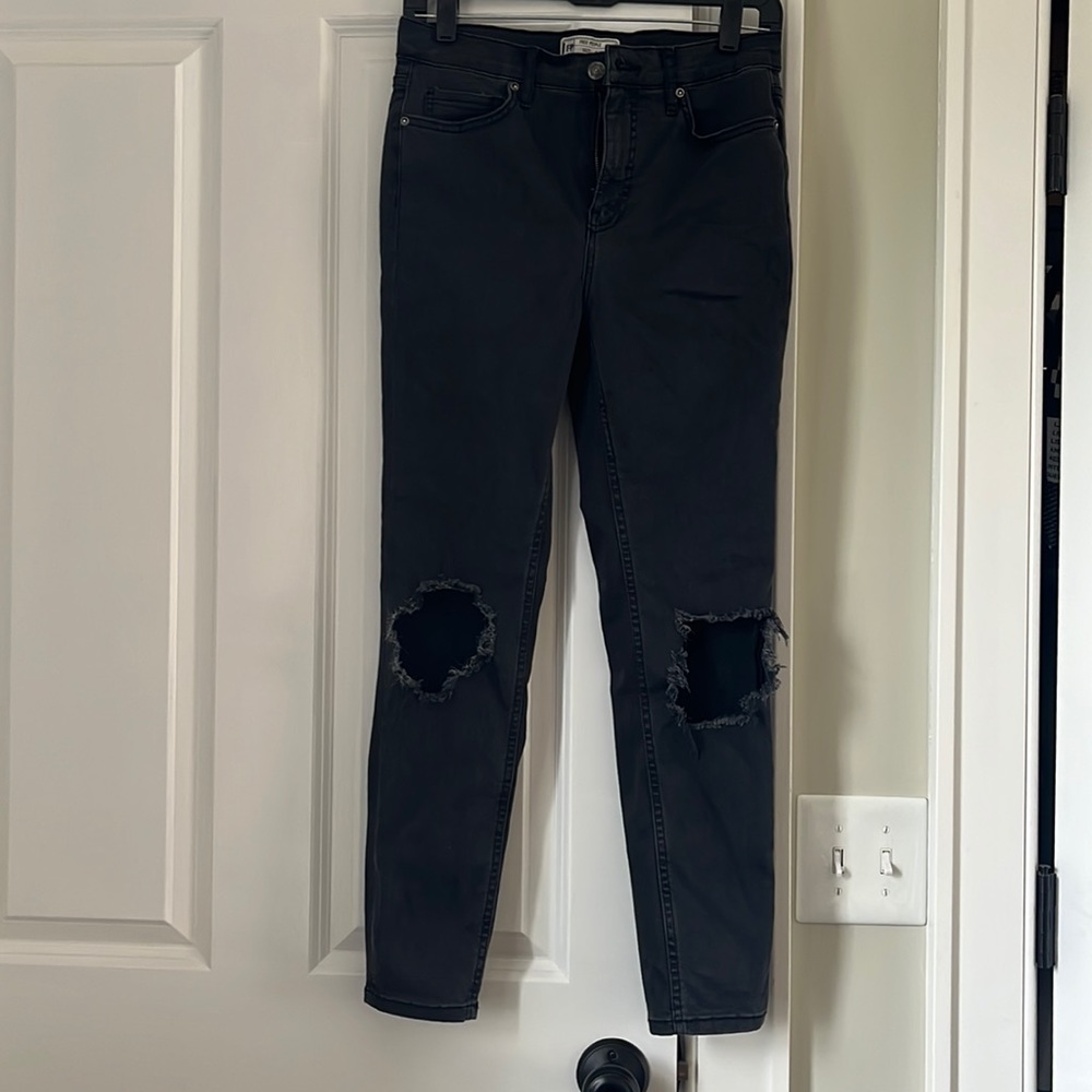 Free people ripped knee black jeans